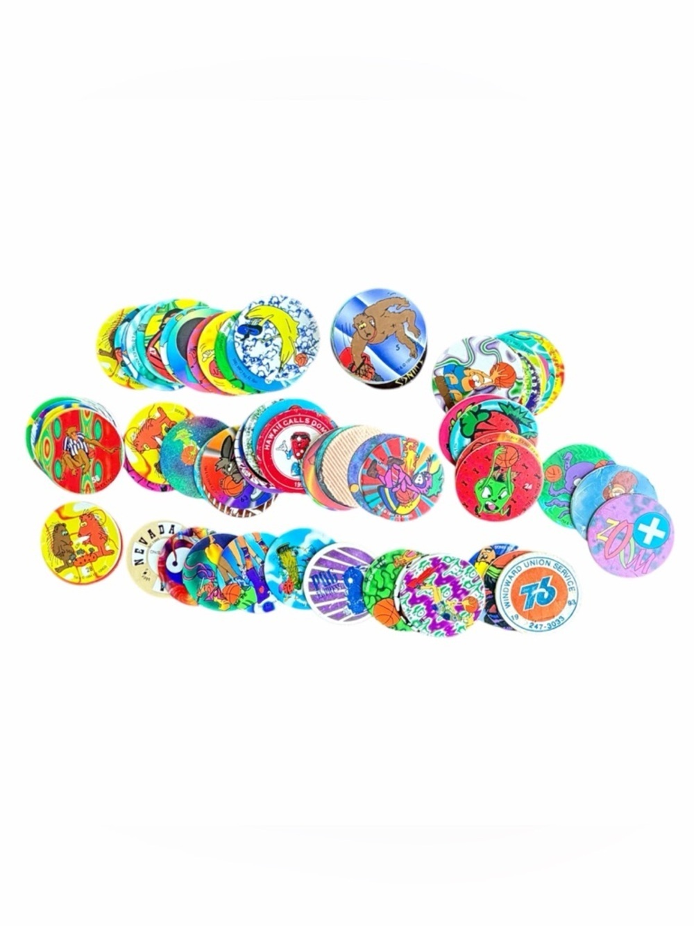 VTG ’90s Assorted Pogs Milk Caps Mixed Lot – 96 Pogs
